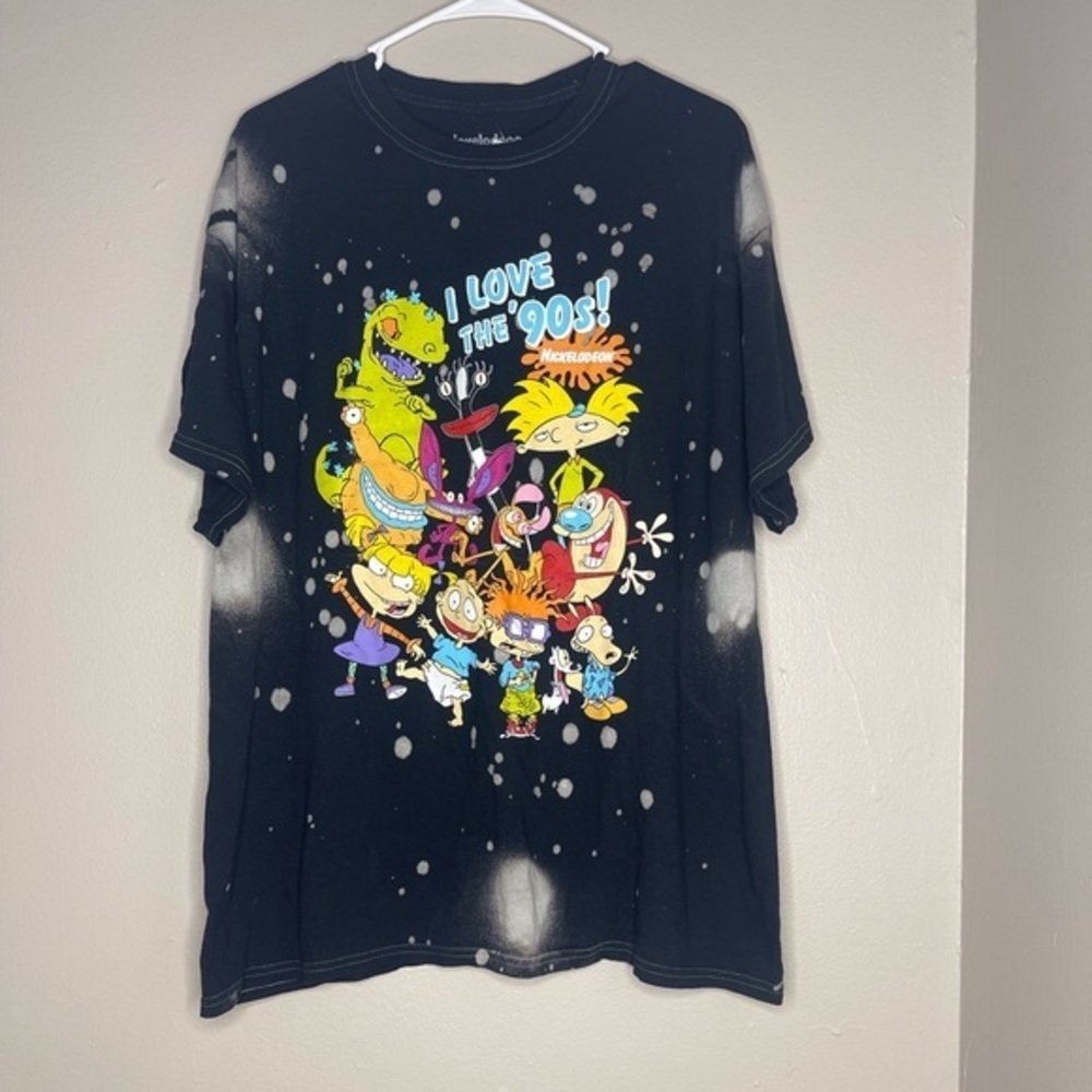 Nickelodeon 90s Graphic T-Shirt Women’s 1X Black Cartoon Print Tee Y2K Retro